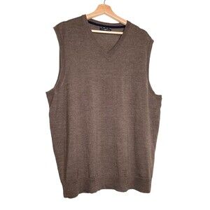 Club Room Merino Wool Top Knit Vest Men's Size XL Brown Sweater Sleeveless